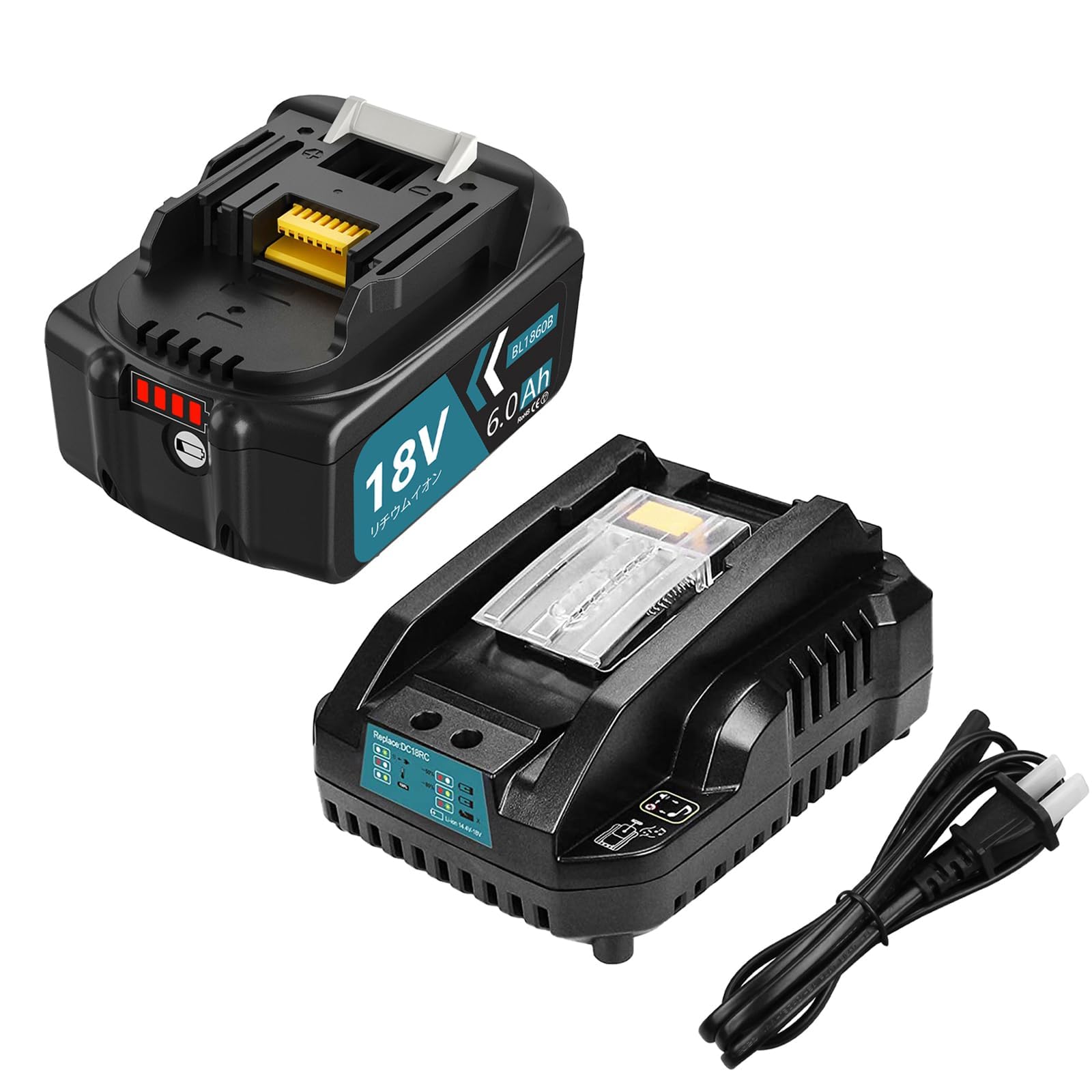Boetpcr 互換 マキタ 18v バッテリー 充電器セット BL1860B…