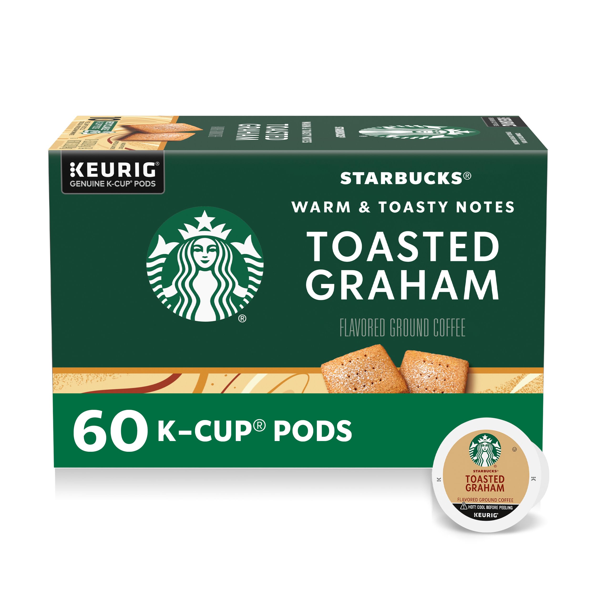 Starbucks Toasted Graham Flavored Blonde Light Roast Single Serve Coffee for Keurig Brewers, 6 Boxes of 10 (60 Total K-Cup pods)