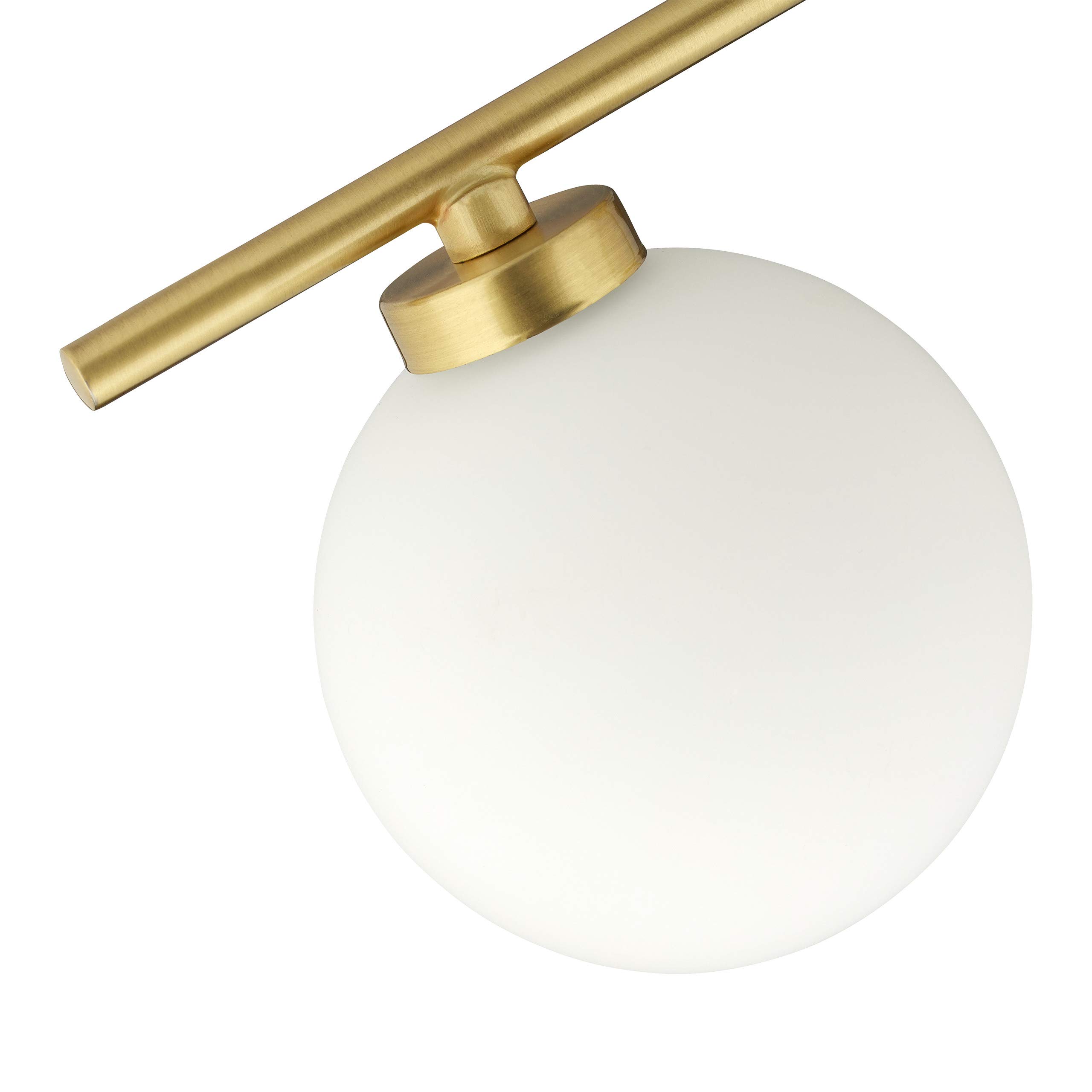 Relaxdays Lampadario GLOBI, 3 Luci, Attacco G9, Paralumi a Sfera in Vetro Opalino, Design Modernariato, 24,5x36 cm, oro