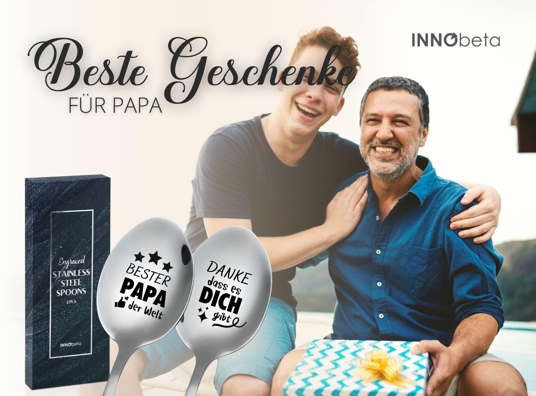 Gravierter Edelstahl-Teelöffel Geschenk Für Papa – Mit Personalisierter Botschaft, 17,8 Cm, Spülmaschinenfest, Für Vatertag, Geburtstag, Weihnachten