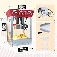 Vista 2 de 12 Oz Popcorn Machine (Red) - Countertop Popcorn Maker - 3 Easy Switches, Make Up to 48-60 Cups for Movie Nights, Party, Events