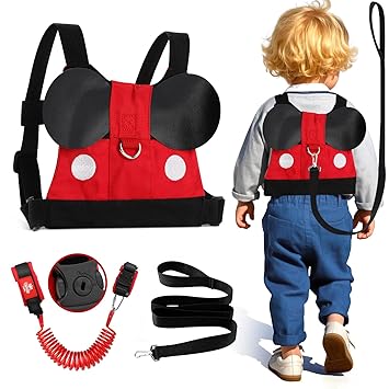 Lehoo Castle Toddler Leash for Walking, Baby Leashes for Toddlers Boys, Kid Harness with Leash, Child Safety Leash Anti Lost Wrist Link (Mickey)