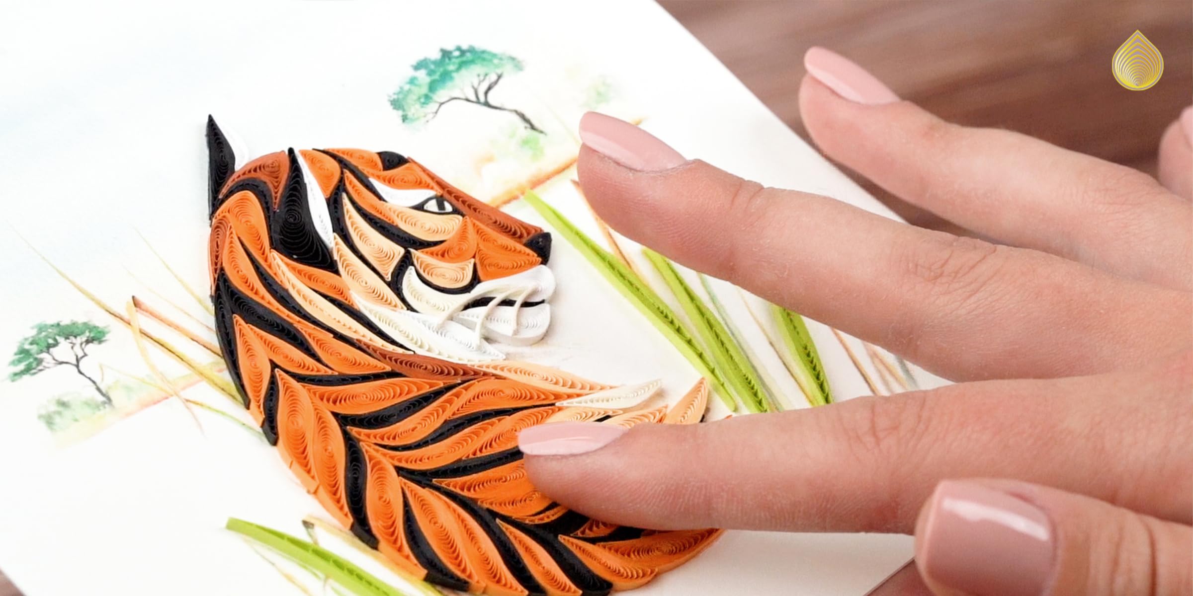 Quilling Majestic Bengal Tiger Stripe Sophistication Hand-Finished Greeting Card Frameable Art - Image 3