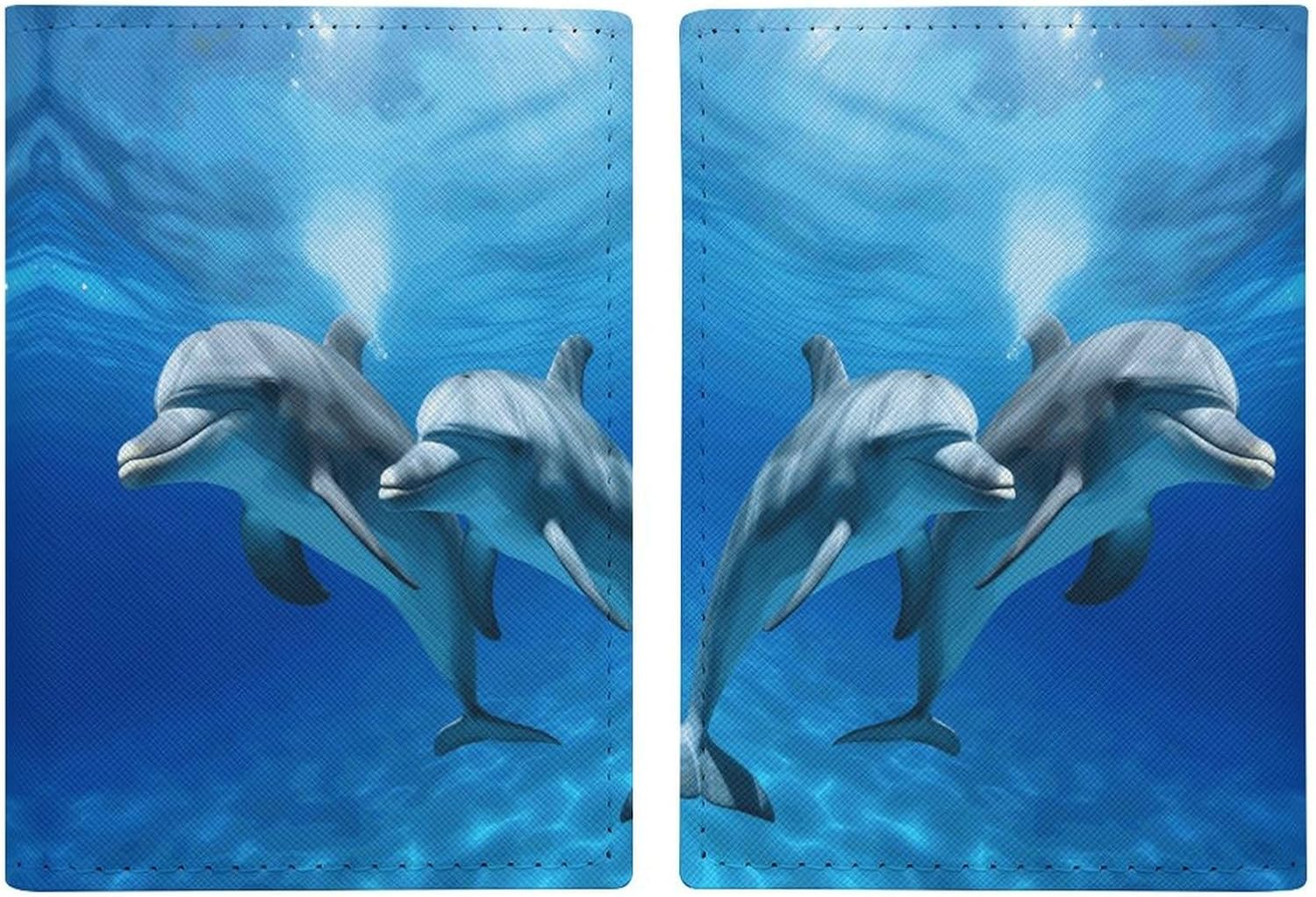 Dolphins in The Ocean Passport Holder for Adult Leather Passport Cover Portable Passport Wallet Fashion Travel Document Organizer Exquisite Passport Protector Credit Card Holder