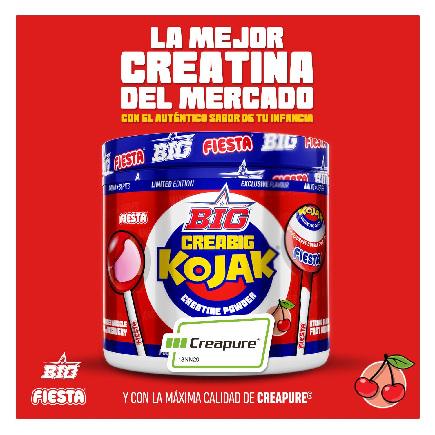 BIG - Creatina Creapure ® - Creatina Monohidratada Creapure en Polvo, Rendimiento Físico y Recuperación - Materia Prima Premium - Monohidrato de Creatina de Rápida Absorción, Vegana (250g, Kojak) - 2