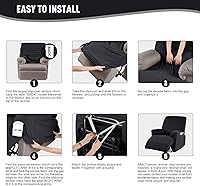 Vista 6 de KinCam Fundas para Reclinables, Fundas Elásticas para Sillas Reclinables, Fundas para Sofá Reclinable con Rayas Jacquard, Fundas Protectoras de Negro