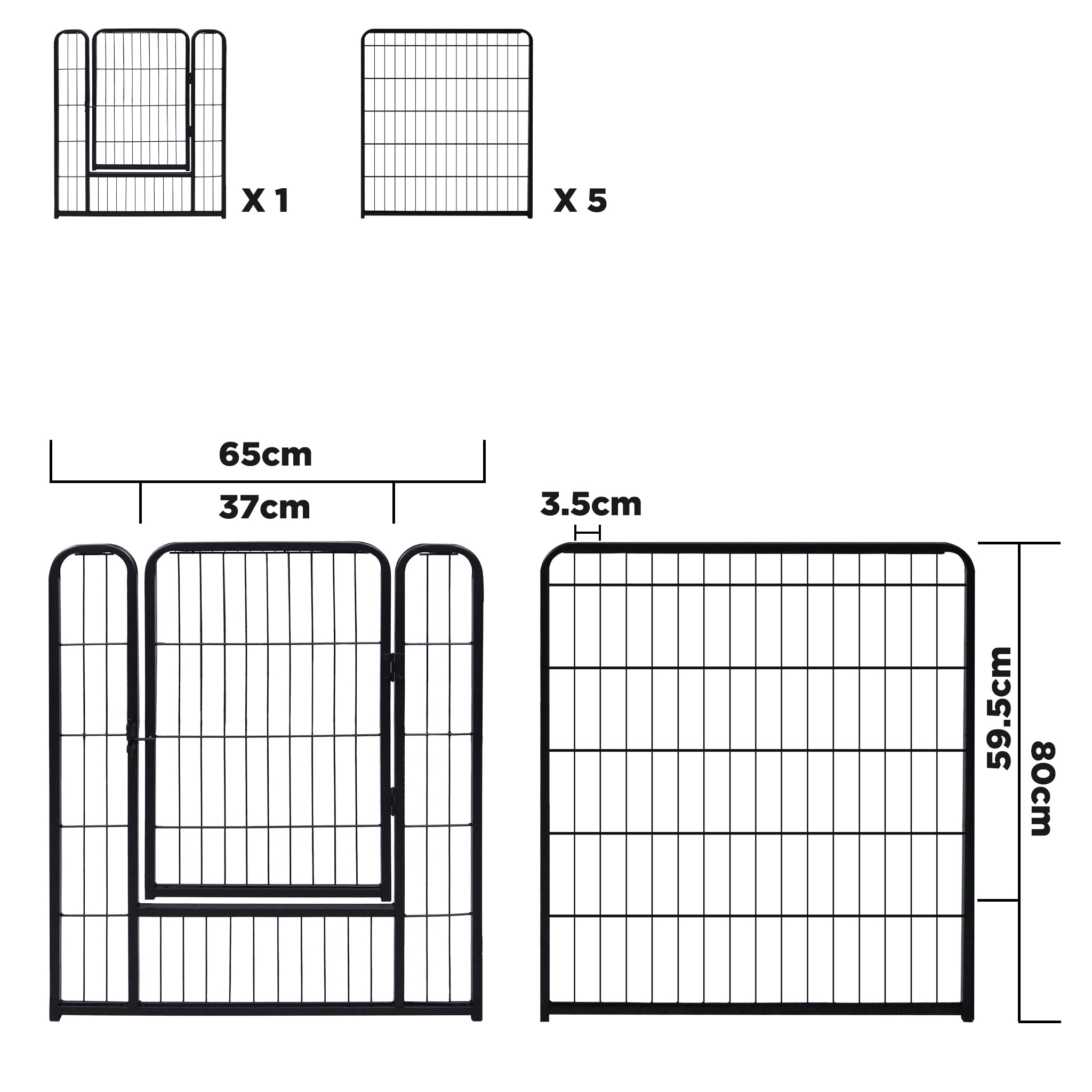 YRHome Recinzione per cuccioli di cane, 6 pezzi, 80 x 65 cm, pieghevole, per interni ed esterni, resistente alle intemperie
