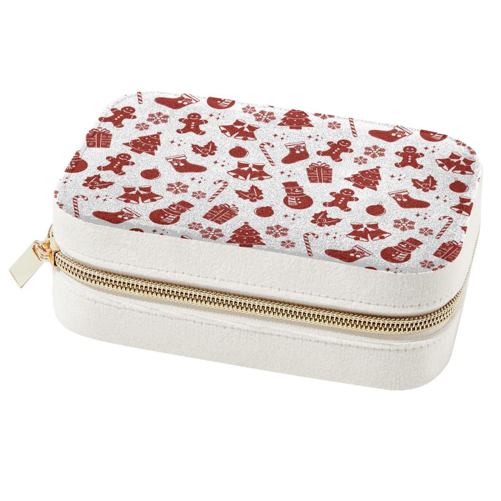 Boîte à bijoux portable petites filles motif Noël pochette bagues