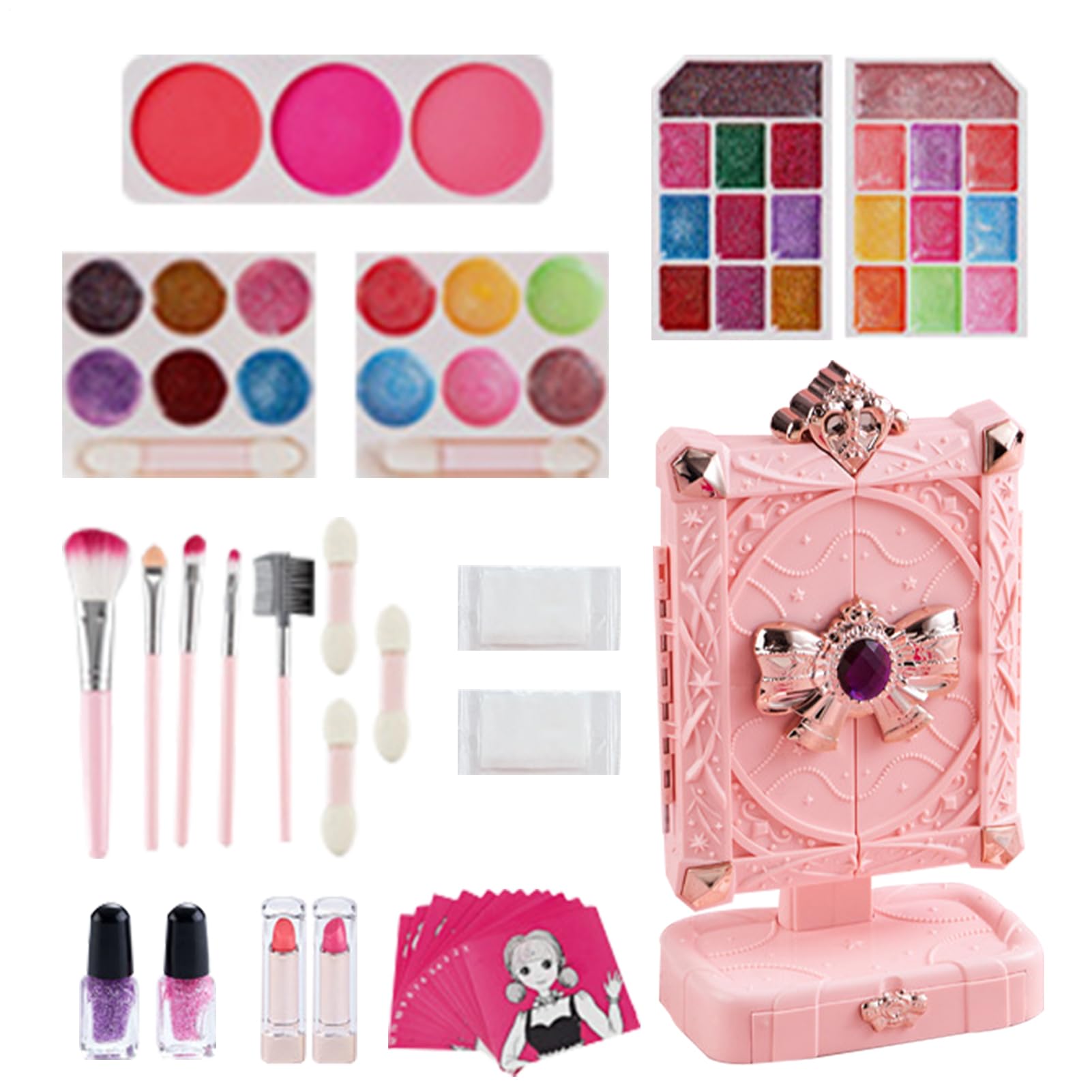 Trucco finto per – Smalto per unghie lavabile e rossetto lavabile | Cofanetto trucco gioco di ragazza – per Natale, compleanno, festa, festa, travestimento e