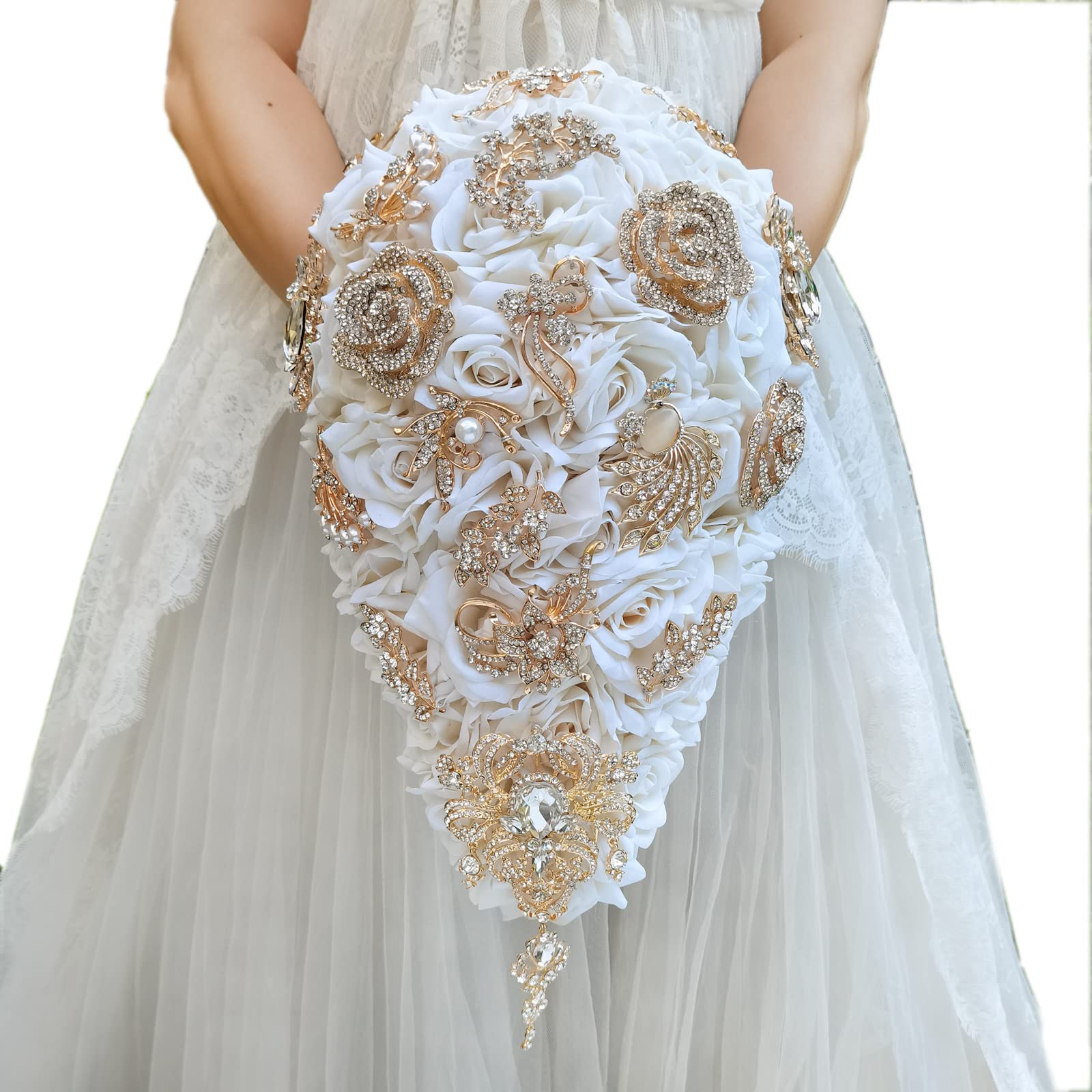 Amazon.com: YIFUwedding Bridal Water Drop Jewelry Bouquet Wedding Bouquet  Luxury Jewelry Proposal Bridesmaid Bouquet Groom Corsage Bride Wrist Flower  Wedding Ornament Ivory White (Water Drop Bouquet) : Home & Kitchen