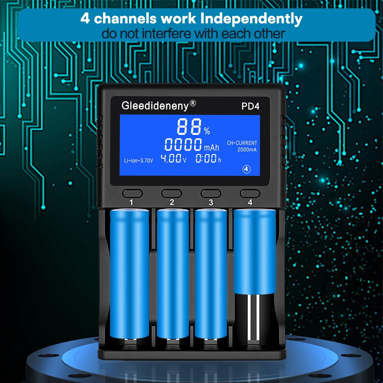18650 Batterieladegerät, Universal-Ladegerät, LCD-Display für wiederaufladbare 3,7 V, 3,8 V, 3,2 V, 26650, 20700, 18650, 18350, 17670, 17500, 16340(RCR123), 14500, 1,2 V, AA AAA SC C