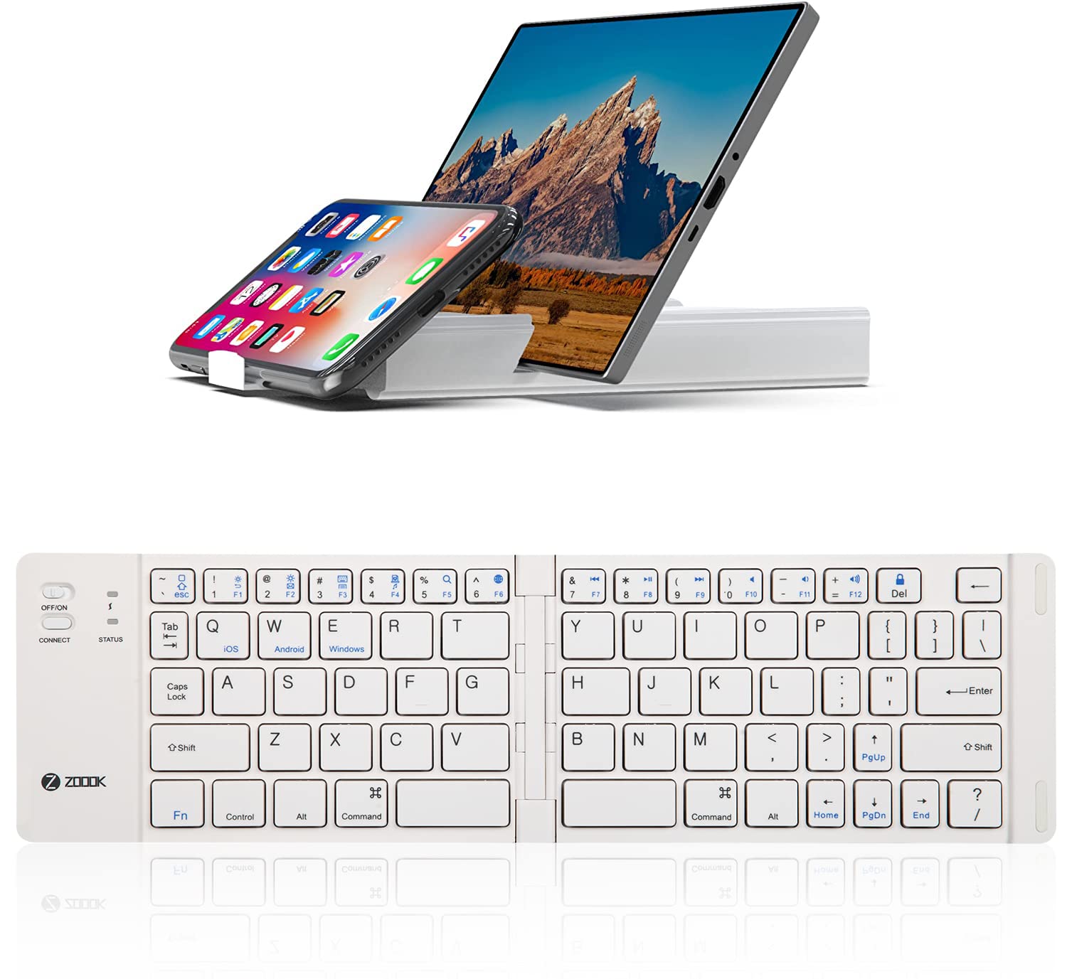 Zoook Palmpad Premium Foldable Bluetooth Keyboard/Foldable x 2/110mAh Battery-112 hrs Backup/Free case, Cum Stand for Mobile & Tablet/Supports:iOS/Android/Windows/MAC/Portable Easy to Carry(White) (B09VH1KQRP) Amazon Price History, Amazon Price Tracker