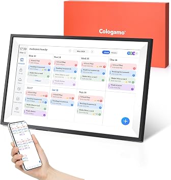 15.6" Digital Calendar Chore Chart 1080P Full HD Interactive Touchscreen, Smart Family Planner, Hearth Display Digital Calendar Wall & Desk Mountable for Seamless Scheduling Black