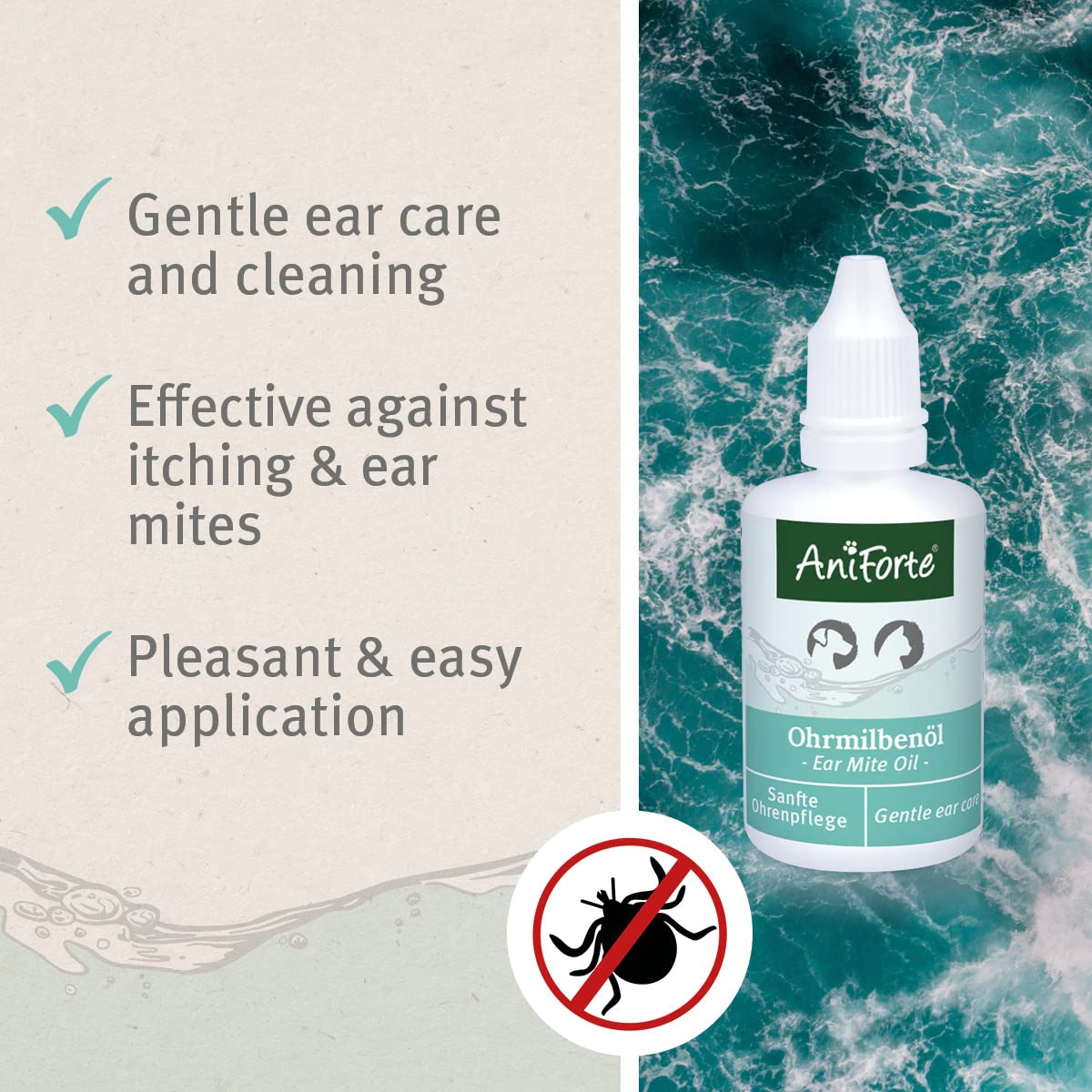 Aniforte Ear Mite Drops 50ml For Dogs Cats Rodents Pets
