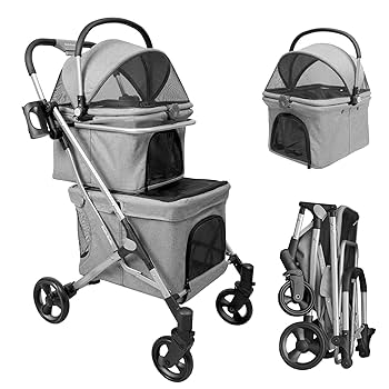 Amazon.co.jp: ペットカート 2段式の上下段セット 折りたたみ犬