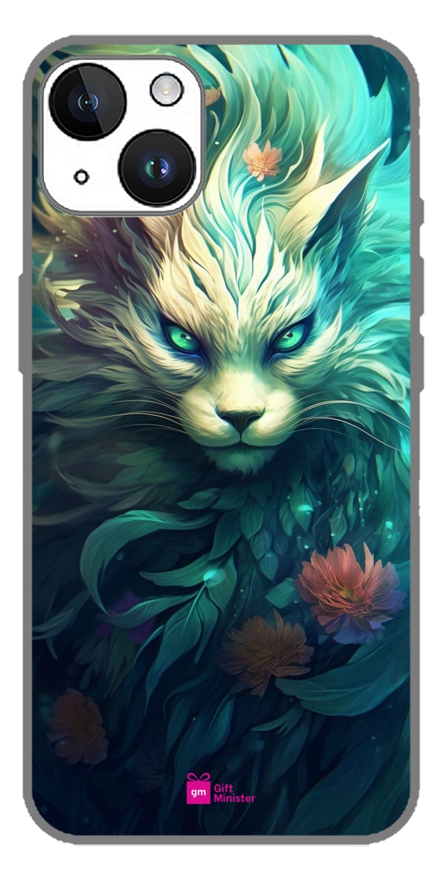 Gift Minister|Silicone Designer Cover for Apple iPhone 14 Turquoisecover - Anime White Phoenix Underwater Cyan Brown Image Graffiti Beige Aquamarine Comfortable Grip Clear Flexible 1Pcs 1696J