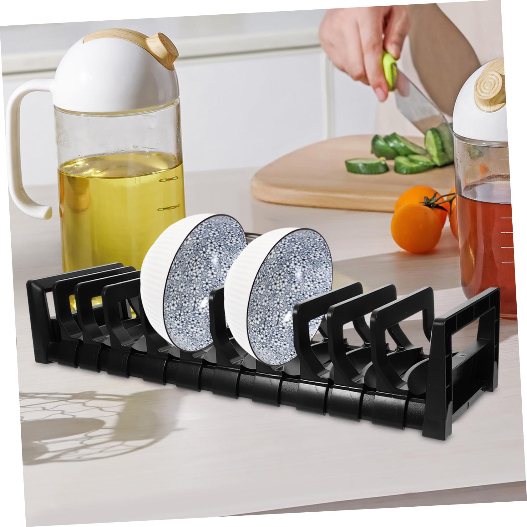 VALICLUD Organisateur de Vaisselle pour Placard avec Compartiments Support Antidérapant pour Assiettes et Bols Rangement pour Cuisine