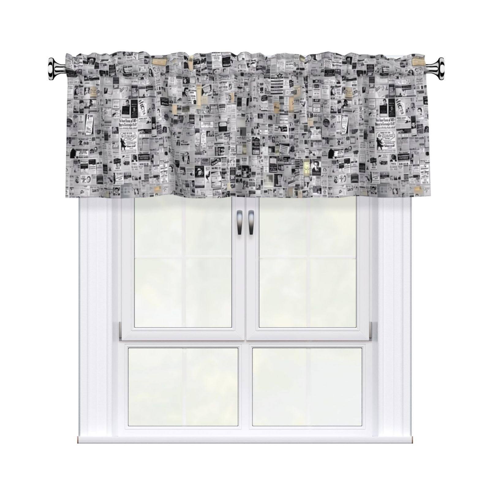 HJFCZH newspaper Prints Durable Window Layer – 54x18 Inch 100% Polyester Peach Skin Valance for Long-Lasting Style