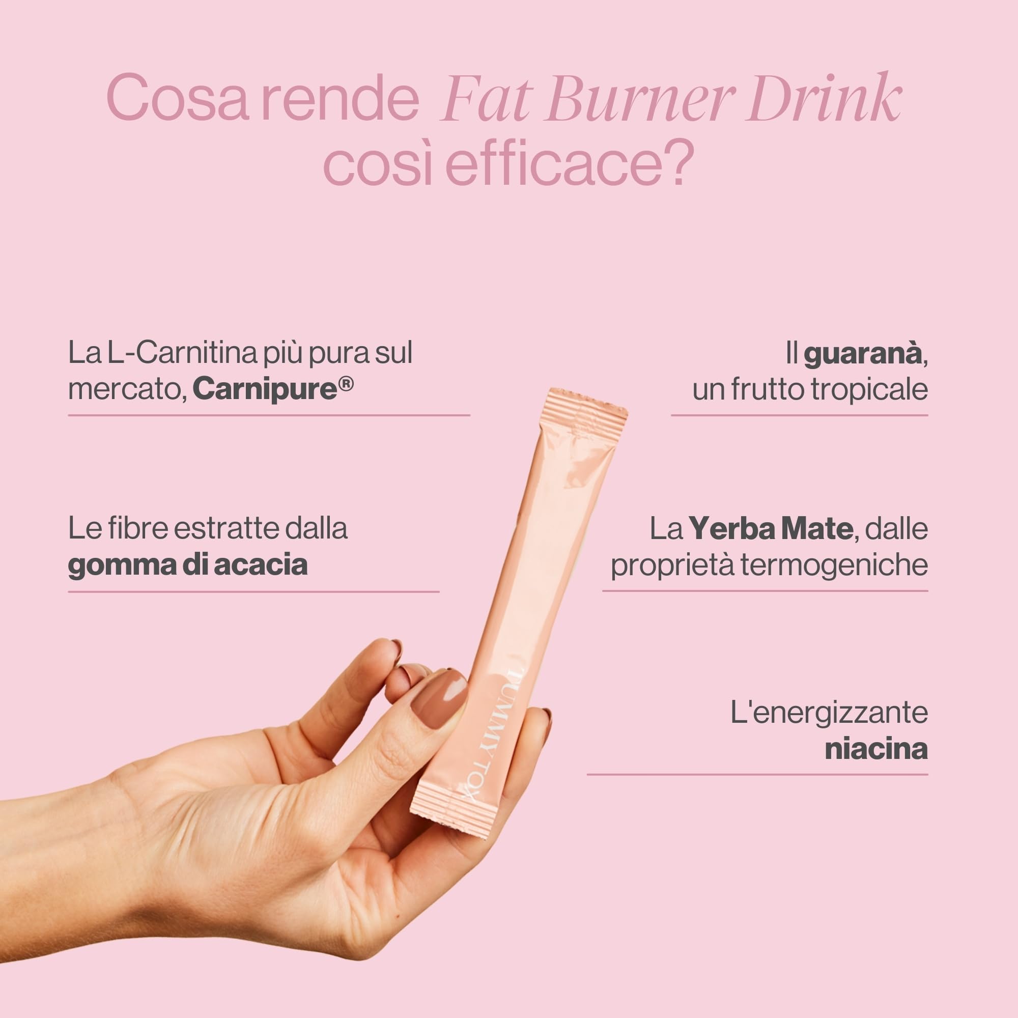 Fat Burner Drink - L-Carnitina, Guaranà ed Estratto di foglie di Mate verde - Bevanda al gusto di Mango - 30 bustine per 30 giorni, Tummy Tox