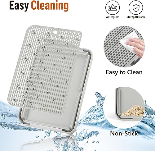 Miniatura 6 de Caja de arena para gatos con deflectores extraíbles a prueba de salpicaduras, rampa grande para mascotas para caja de arena con función de filtro,