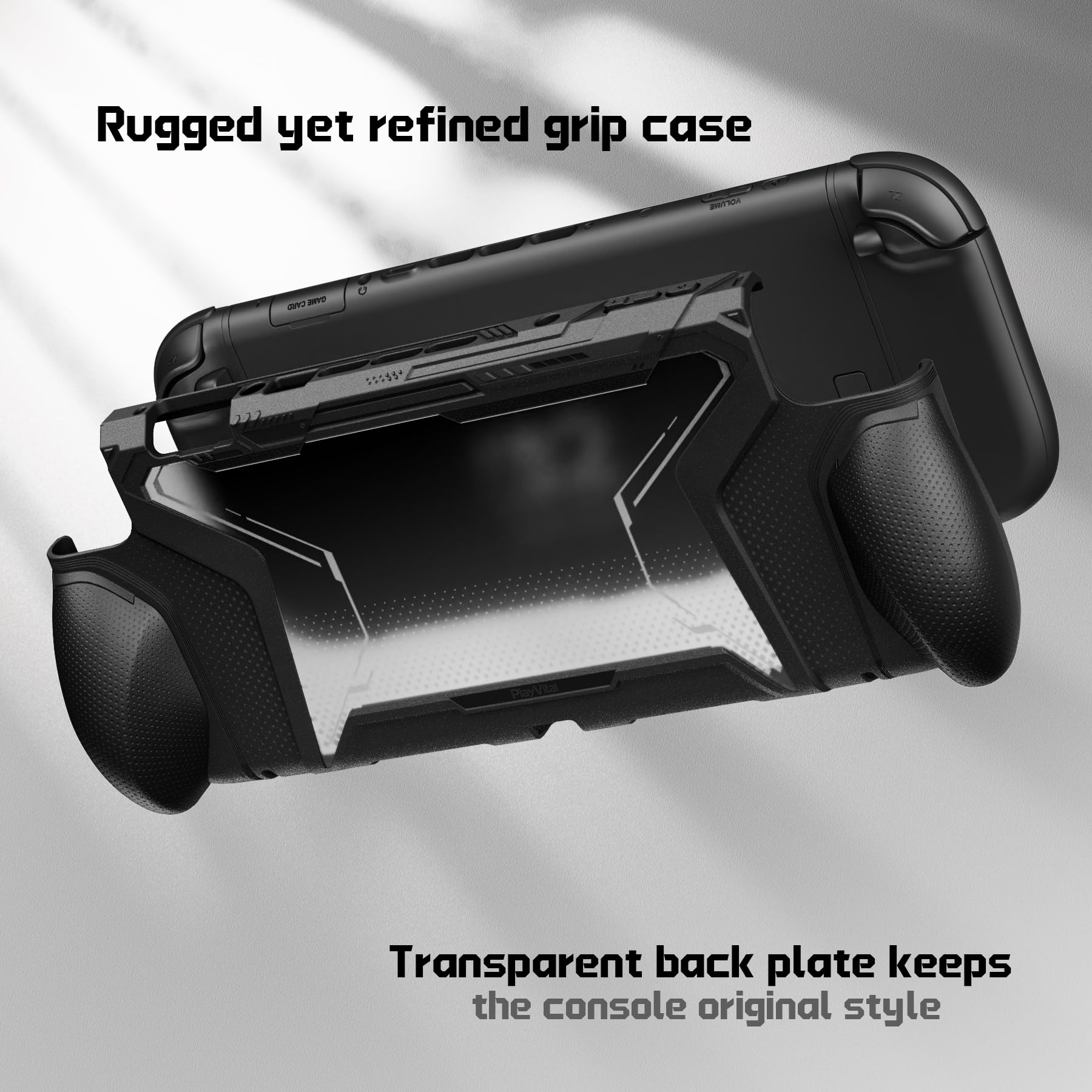 playvital Beyond-Grip Cover per Nintendo Switch 2 Custodia Protettiva Dockable, 2 Set Grip Ergonomico Intercambiabile&Copri Analogici per Joycon 2, Accessori per Switch 2 Console, Nero