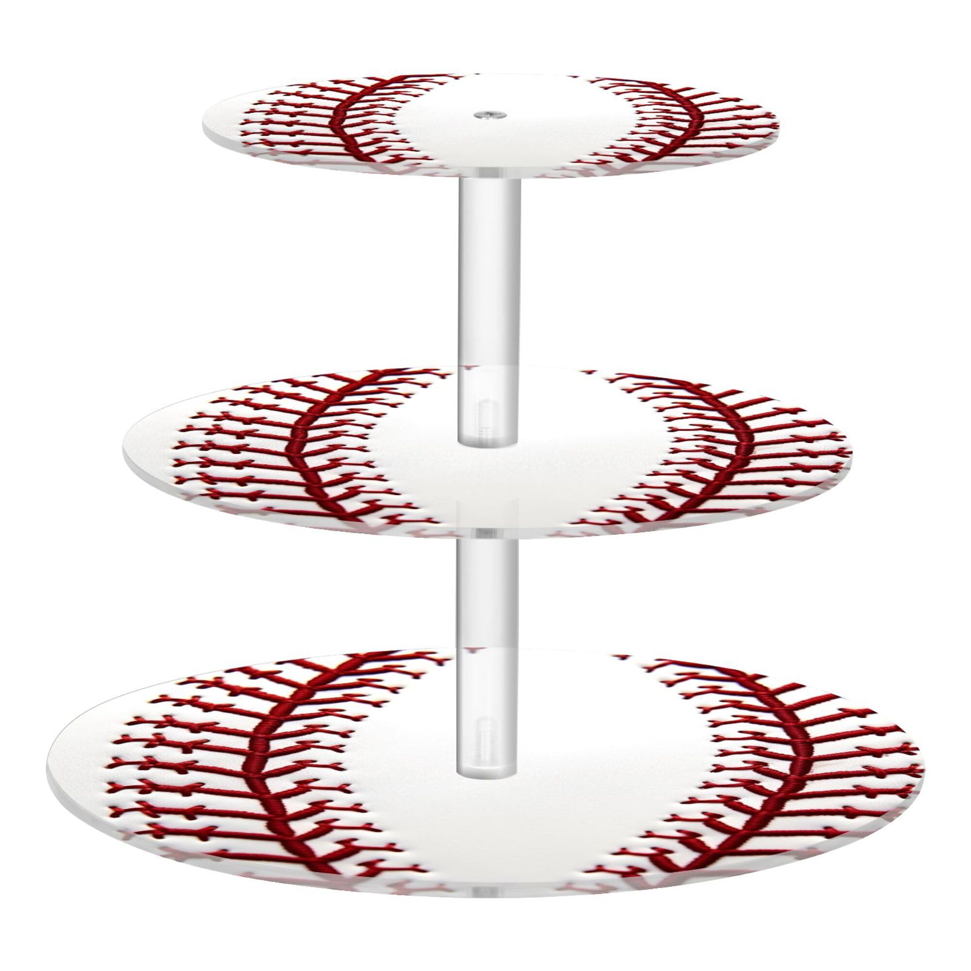 PYBUG Baseball Seams 3 Tier Acrylic Cupcake Stands Tower,Dessert Table Display Set for Tea Party,Wedding,Birthday, Baby Shower