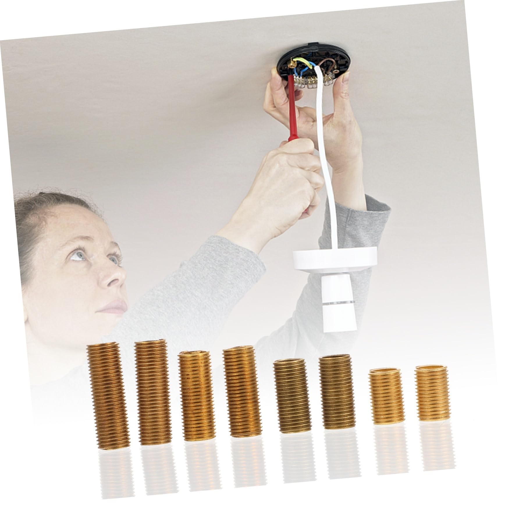 8 Pièces Luminaires Tige Filetée Creuse Pour Lampes - Tuyaux De Raccordement Creux Lampe Tout Fil - M10 Tiges De Guidage Lumière Haute Qualité En Laiton