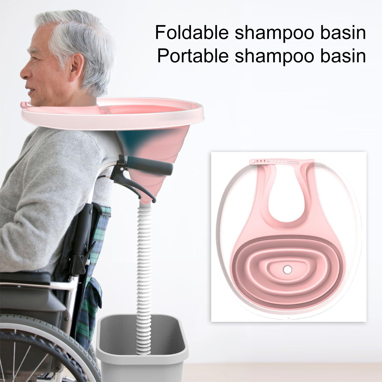 Fregadero de champú portátil, cuenca de champú plegable Tina de lavado | Accesorios de baño, producto de limpieza móvil, con bolsa de almacenamiento para la cama, en la cama