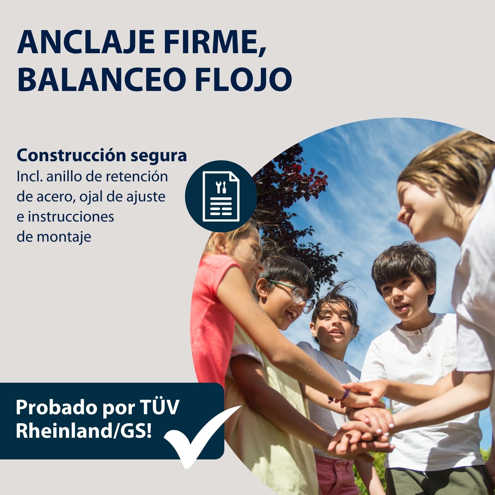 HUDORA Columpio de Tabla Negro - Asiento de Columpio de Goma - Certificado por TÜV Rheinland/GS con Cuerdas Ajustables en Altura - para Niños & Adultos hasta 100 kg