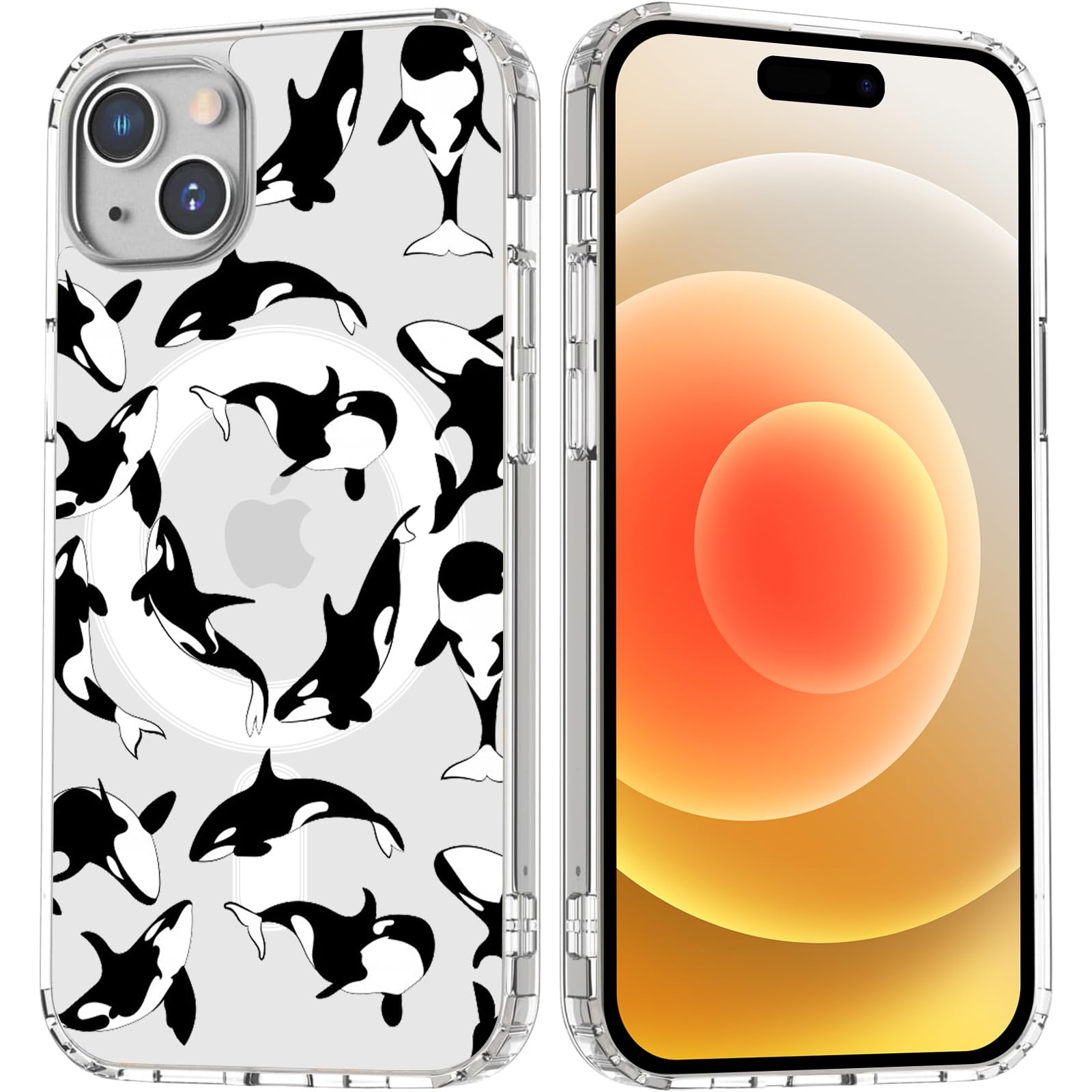 HQKALO Cute Killer Whale Magnetic Case for iPhone 14 Pro Max with MagSafe Wireless Charging Clear Art Animal Painting Girls Woman Soft Slim TPU