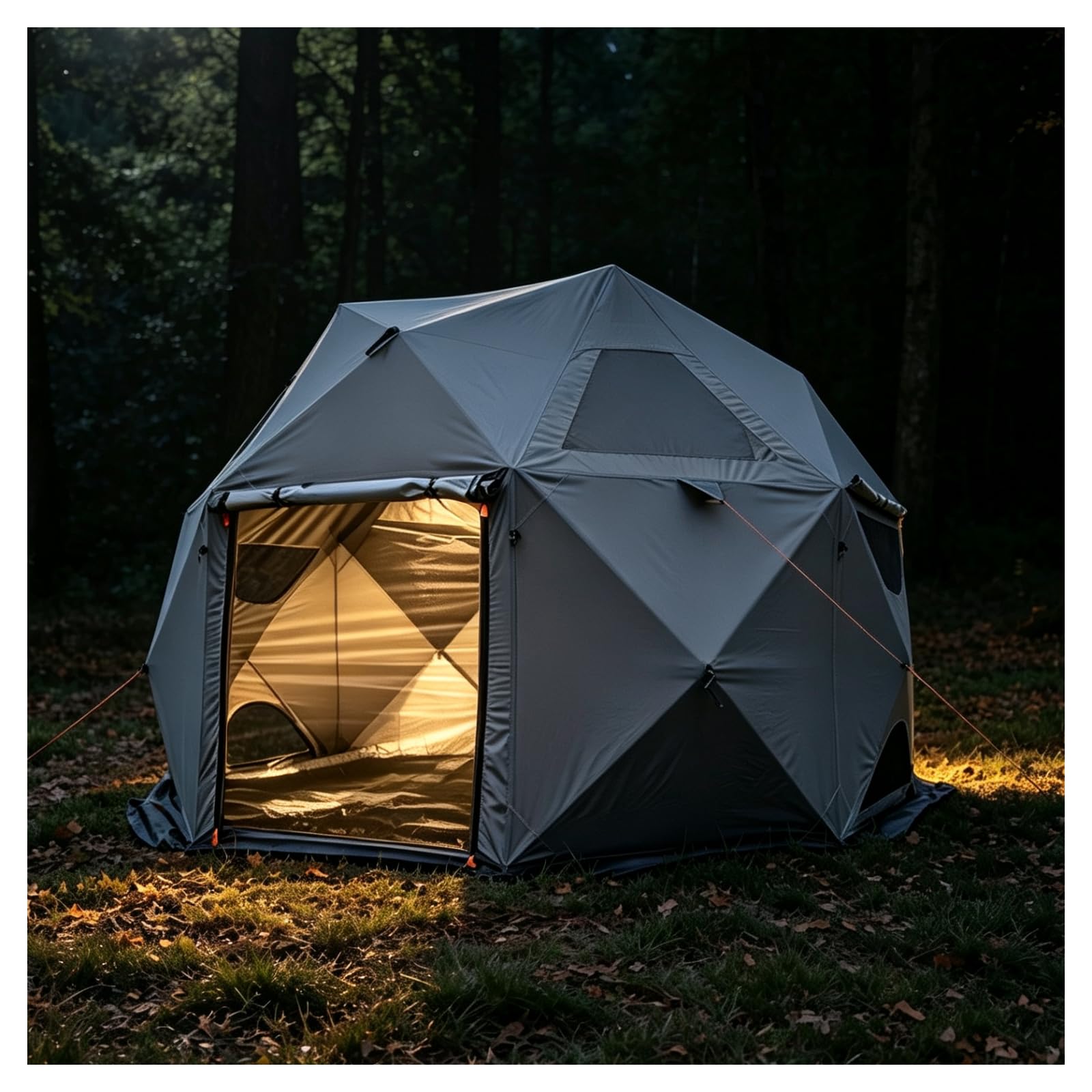 ZHENYUWANG Camping tent with mesh and 10 ventilation windows.