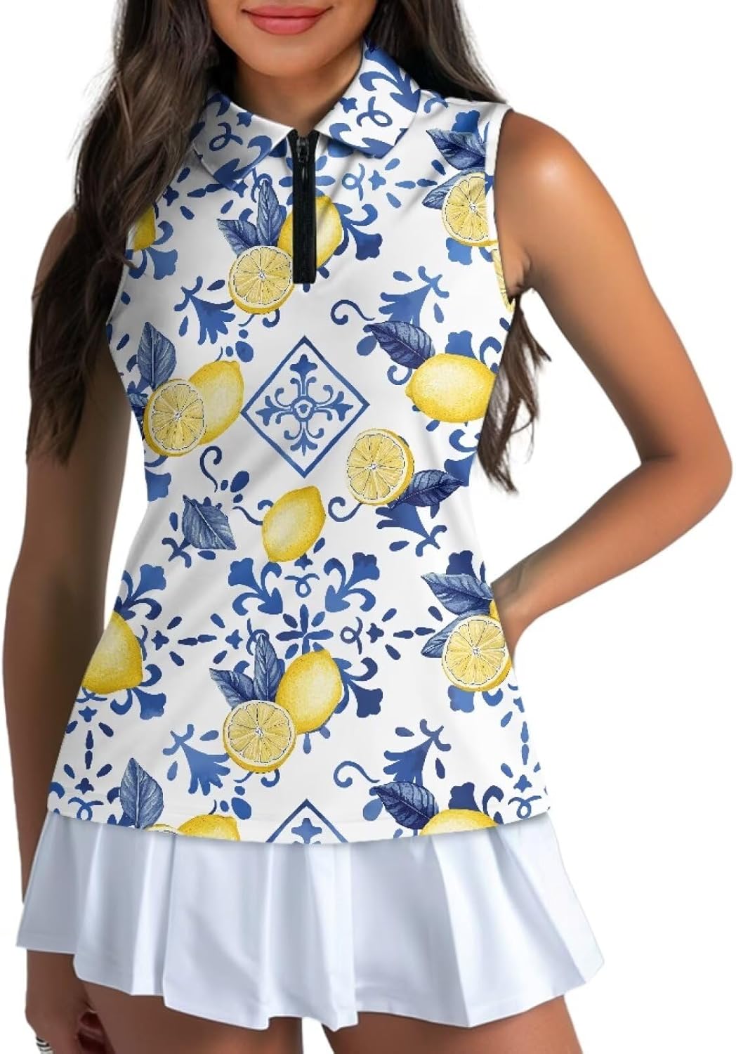 Women's Golf Shirts Sleeveless with Collar Moisture Wicking Tennis Tank Tops Ladies Athletic Shirt Golf Activewear