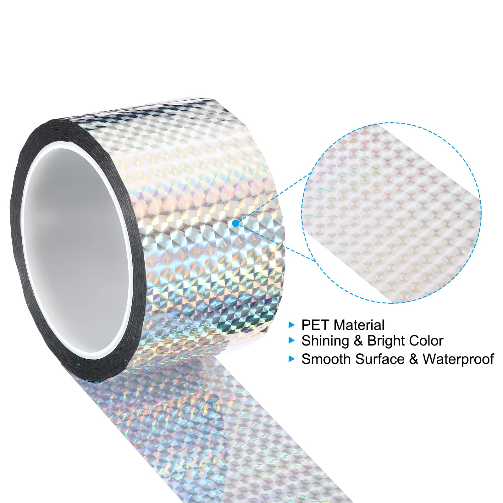 PATIKIL Cinta Película Poliéster Metalizada 5mm X 50 Metros, Paquete 3 Cinta Decorativa Metálica Plateada Brillante Cinta Adhesiva Espejo Para Detalles Pared Acento Artes Gráficas Molduras