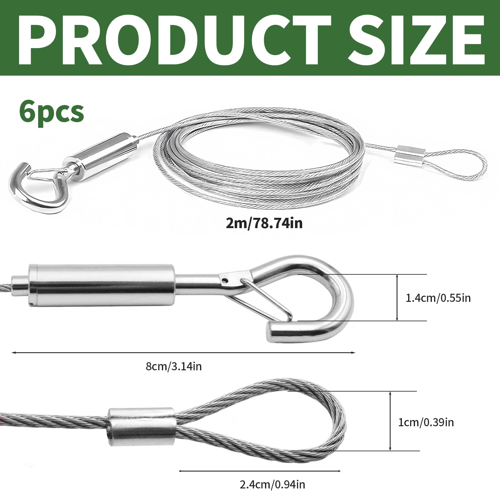 6m Gainé PVC Câble Acier Inoxydable 2mm X 6m - Pour Rideaux, Suspension | Avec Supports Et Vis Cable Inox 2 Mm Prix