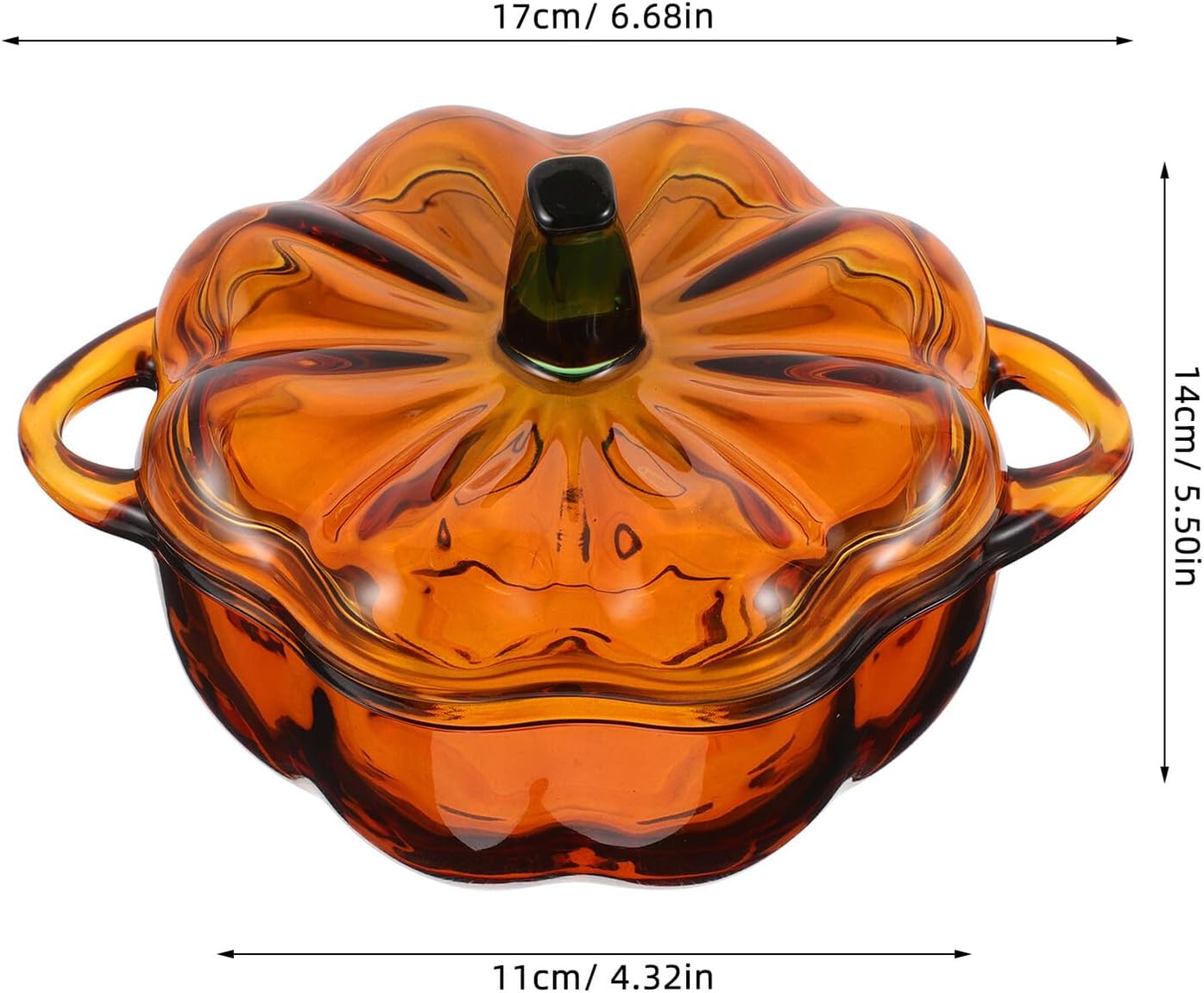 Glass Pumpkin Candy Jar with Lid, Halloween Season Decorative Bowl