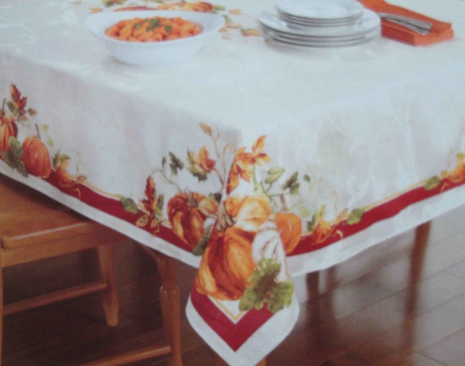 Kohl's Harvest Season Tablecloth Pumpkin Border Oblong 60 x 84 Inches Home & Kitchen