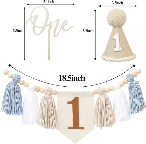 Vista 20 de Juego de decoración de primera fiesta con diseño de margaritas bohemias para silla de bebé, decoración de primera fiesta con adorno de pastel hecho