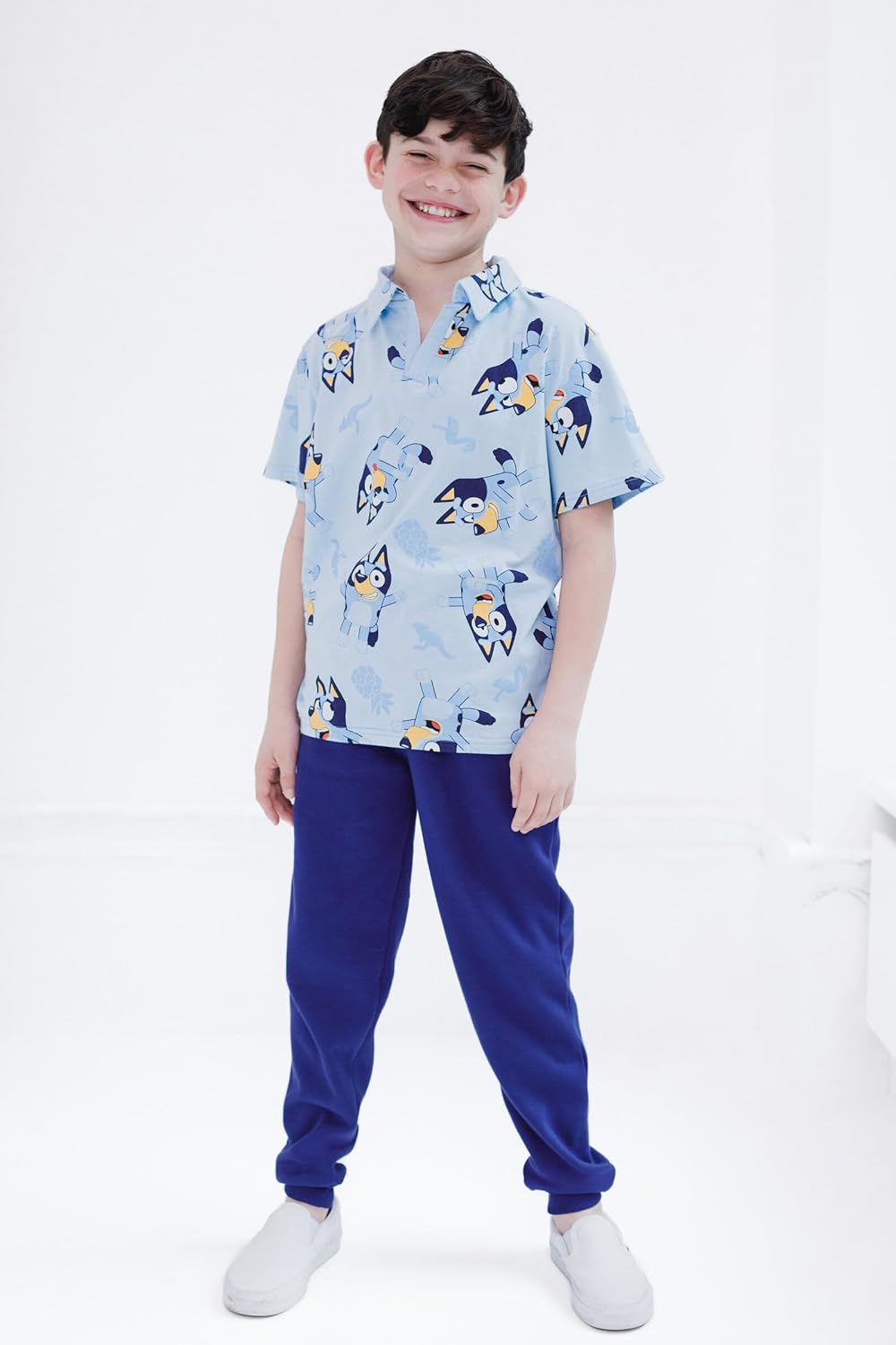 Bluey Polo Shirt and Fleece Jogger Pants Outfit Set Toddler to Big Kid Sizes (2T - 10-12) - Image 2