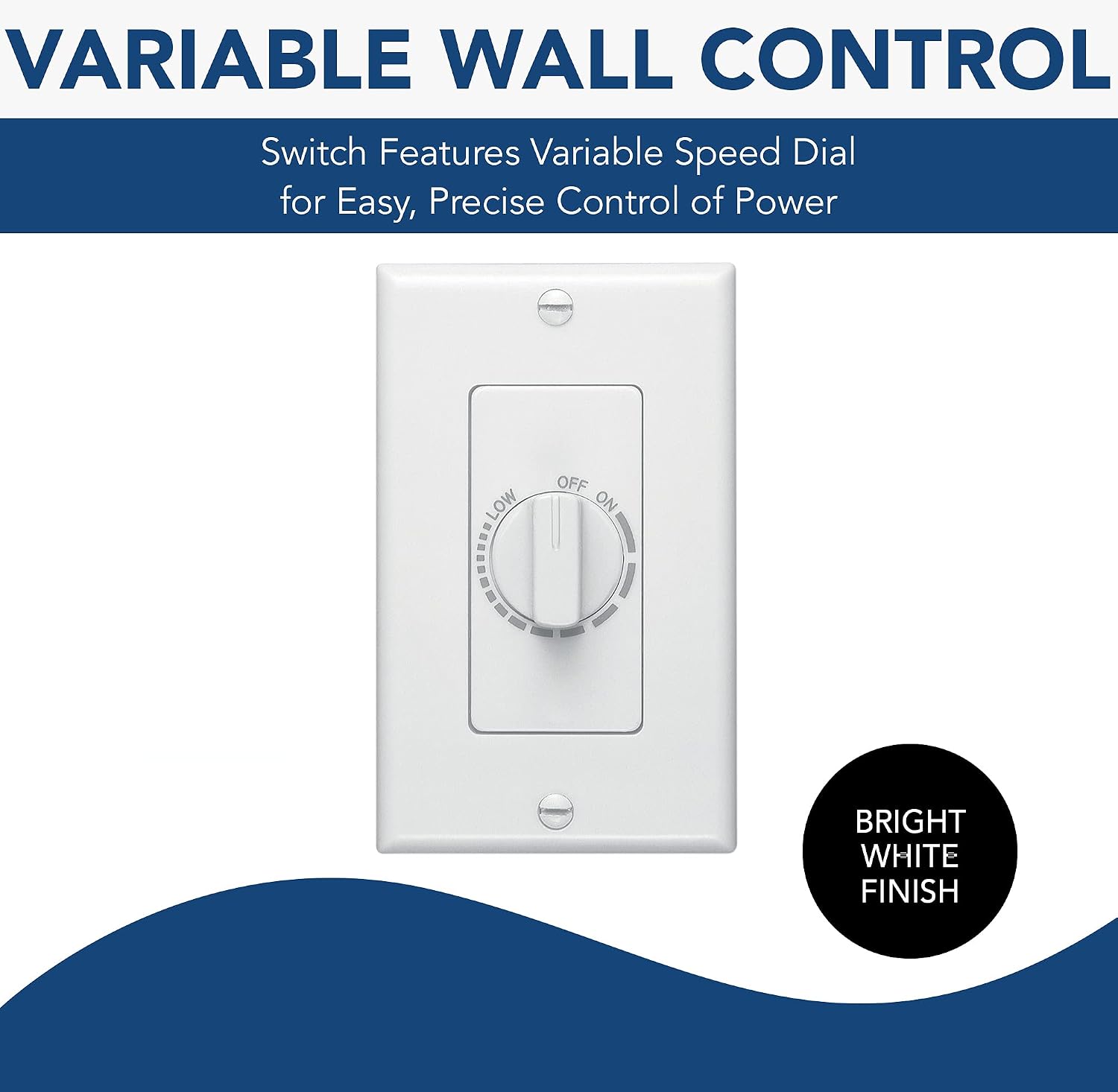 NuTone Variable Speed Wall Control for Ventilation Fans, Dial Knob Control, 3 Amp., 120V, White