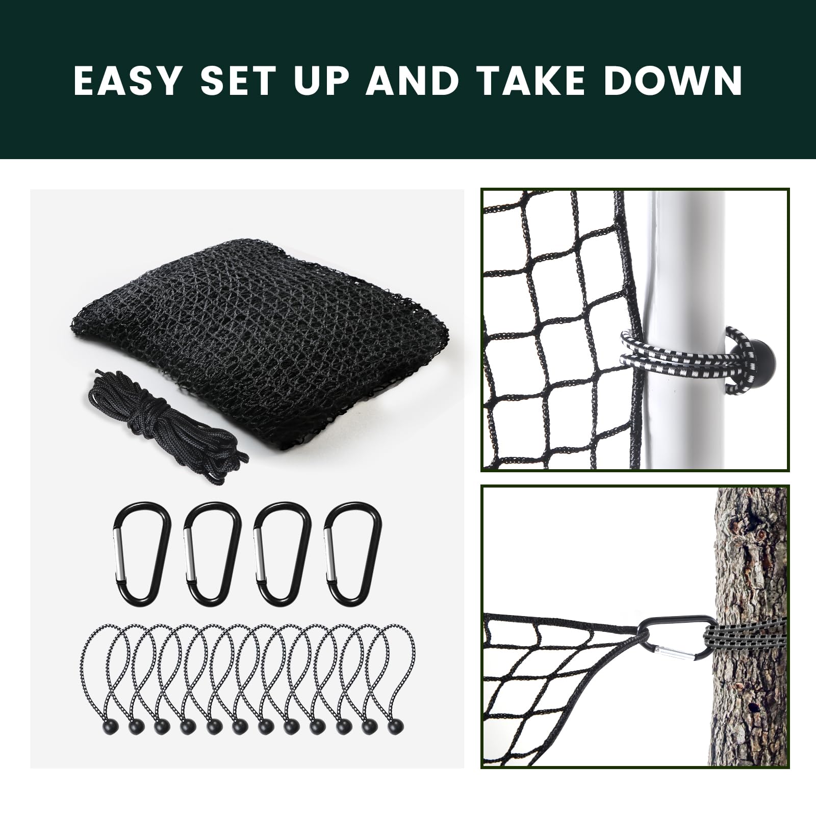 Hittop Sports Netting,Hitting Net with 33Feet Nylon Rope for Golf, Baseball, Hockey, Soccer, LAX and More - 10x10ft/10x15ft/10x20ft/10x25ft/10x30ft/10x40ft