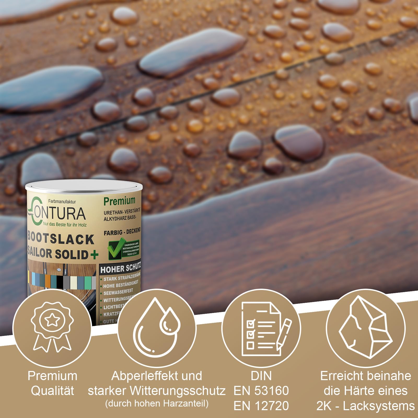 Contura Bootslack Farbig SEIDENMATT Yacht- Buntlack Metall Holz GFK Holzlack Boot Farblos (Farblos, 1 Liter)