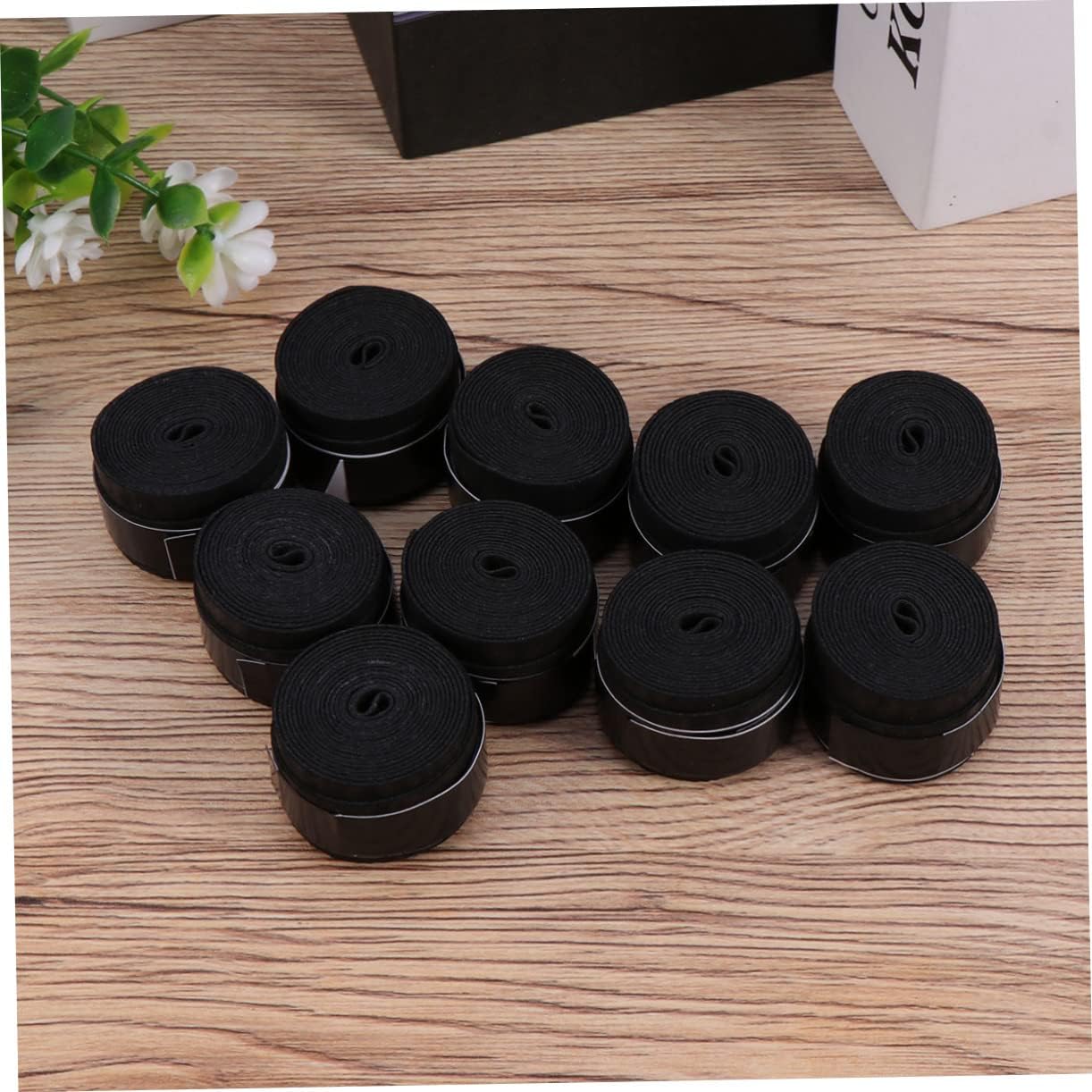 YARNOW 10Pcs Black Badminton Overgrip PU Racket Grip for Squash Rackets | Super Absorbent, Anti-Slip Design, Removes Moisture, for Hot Humid Days, Tennis Badminton Racket Use