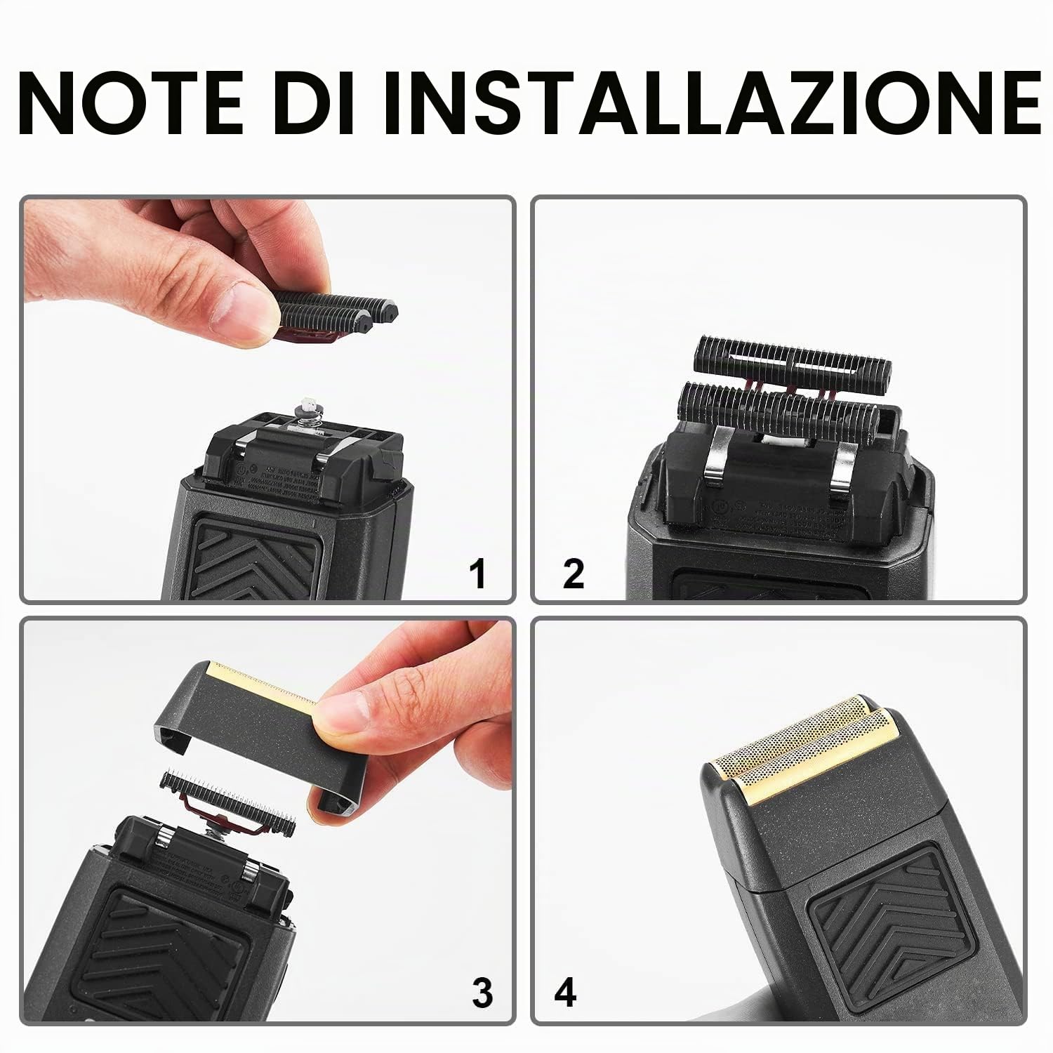 Lamina di ricambio per testine Wahl 7031-100 e 7043-100 | nera, confezione da 4 pezzi