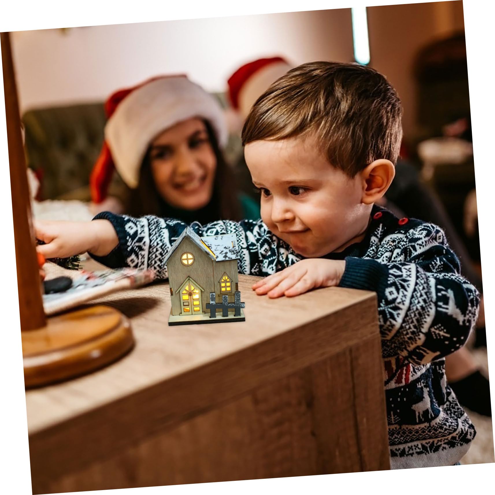 Cabilock 3 Set Luci Natalizie in Legno Decorazioni Natalizie per Striscioni Case del Villaggio di Natale Addobbi Natalizi per Ufficio Decorazioni Natalizie per Ufficio di Legno 2 Pezzi * 3