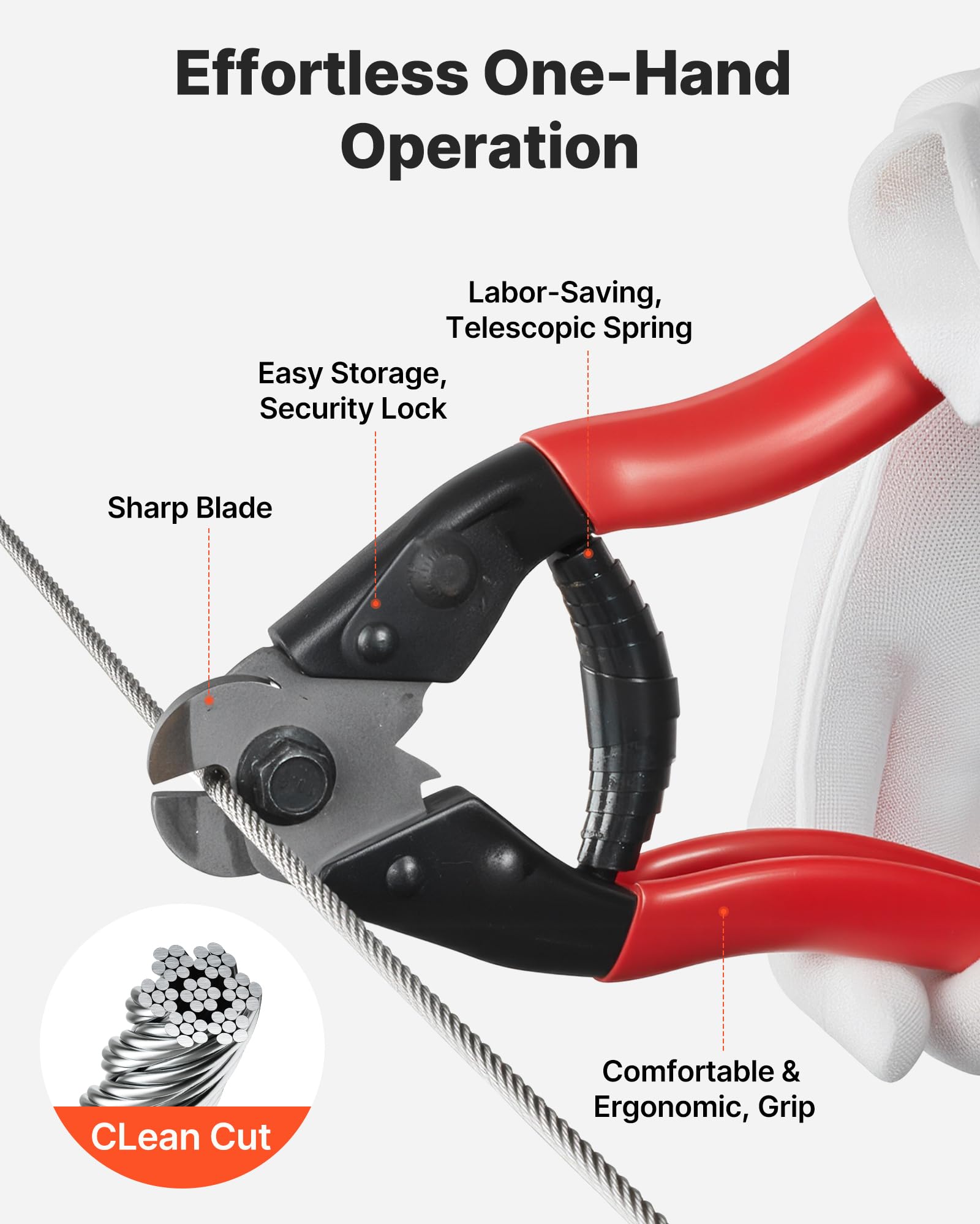 VEVOR Kit de Cable de Acero Inoxidable de 30,5 m, Trenzado 7 x 7, Diámetro de 3,2 mm, Carga Máxima 725 kg, con Engastador y Cortacables, para Barandillas, Iluminación Colgante y Proyectos de Bricolaje