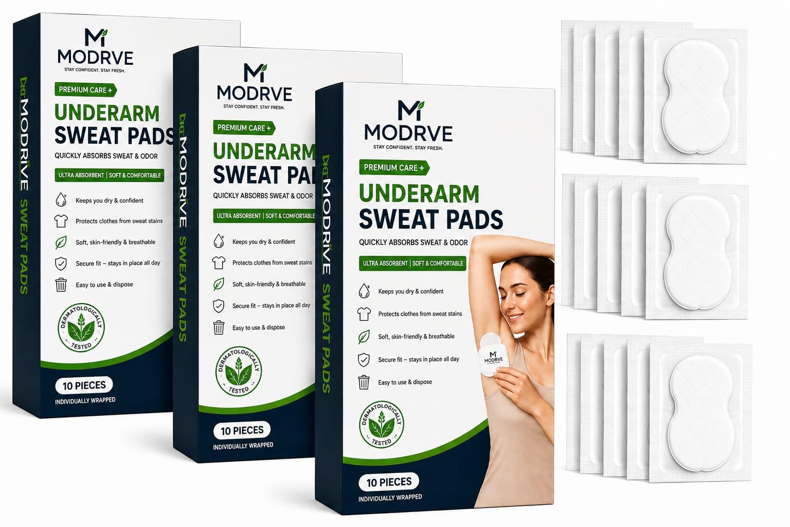 Sweat Pads for Underarms (pack 3) Pieces Disposable Clothing Protectors | Underarm Protection, Single Use