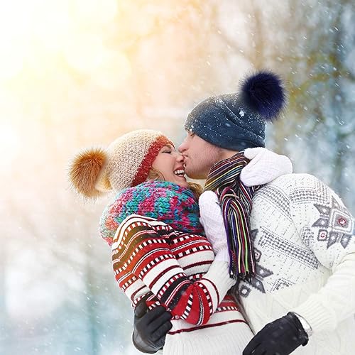 Miniatura 3 de Tatuo Bola de pompones de piel sintética de bricolaje con botón de presión y pompón esponjoso extraíble para tejer sombreros zapatos bufandas bolsa