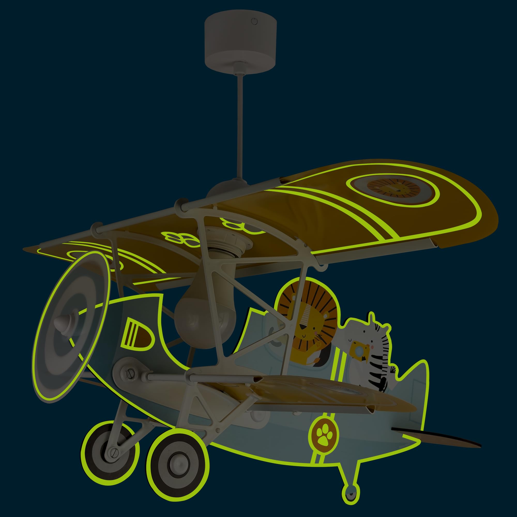 Dalber Lámpara Techo Colgante Infantil Avión León Azul 54602 E27