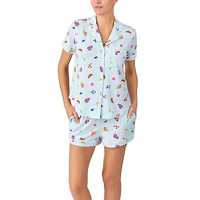 Kate Spade New York Short Sleeve Brushed Jersey Notch Boxer Pajama Set Women