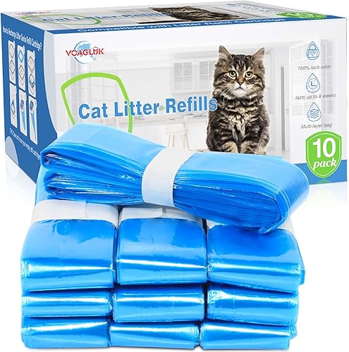 Paquete de 10 bolsas de repuesto para arena para gatos, 100% mejorado, control de olores genéricos, repuestos de arena compatibles con cubeta